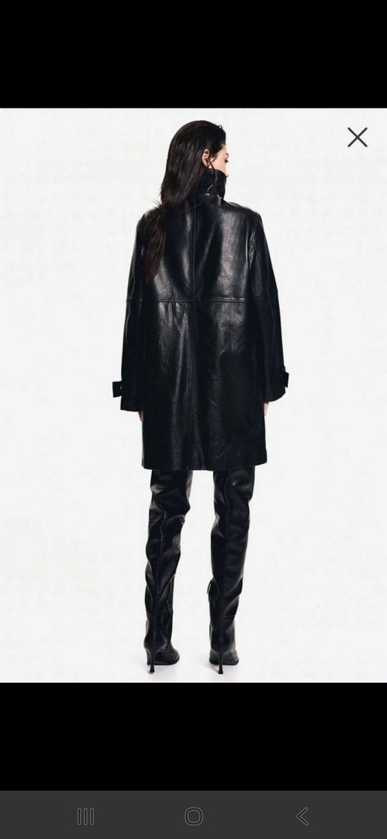 H&M Siyah Deri kadın kaban Xs,S beden mevcuttur - Görsel 3