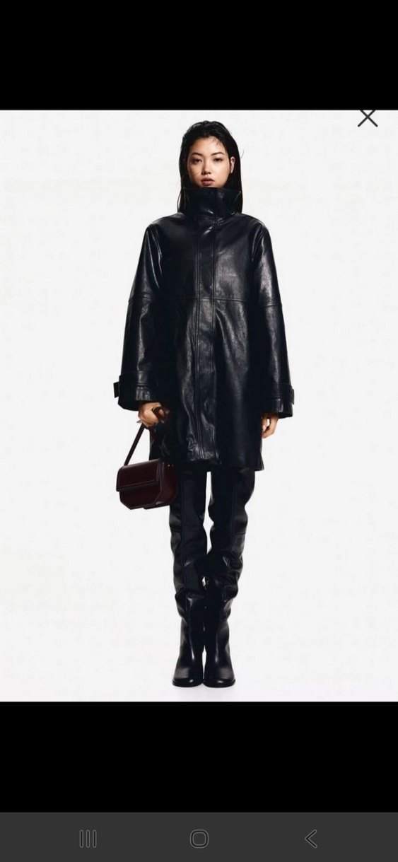 H&M Siyah Deri kadın kaban Xs,S beden mevcuttur - Görsel 2