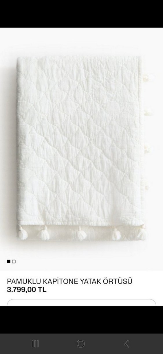 H&M Kapitone Beyaz Parlak Yatak Örtüsü - Görsel 2
