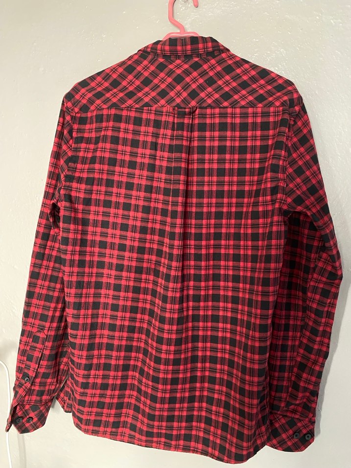 Kırmızı Ekose Desenli Uzun Kollu Erkek Gömlek - Görsel 2