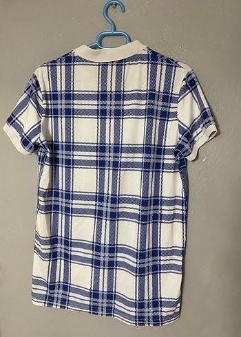 Erkek Mavi Ekose Desenli Polo Tişört - Görsel 2