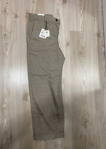 Düğmeli Midi Bej Unisex  Kumaş Pantolon - Görsel 4