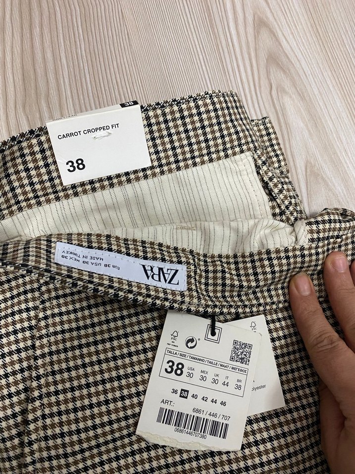 Düğmeli Midi Bej Unisex  Kumaş Pantolon - Görsel 3