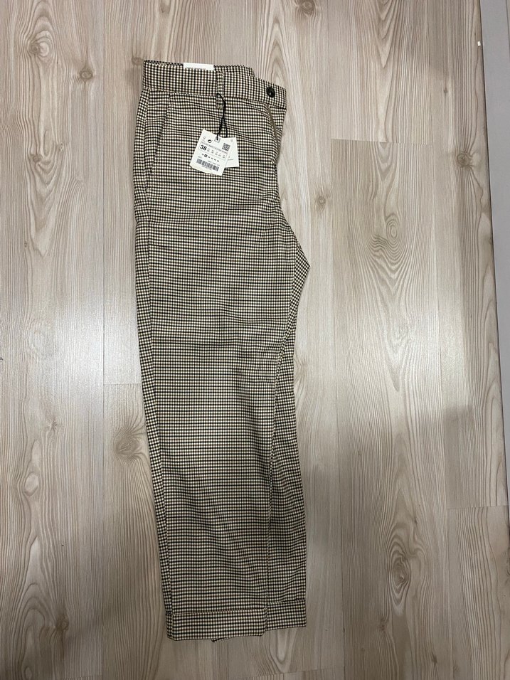 Düğmeli Midi Bej Unisex  Kumaş Pantolon - Görsel 4