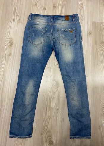 Kadın Mavi Yırtık Detaylı Bol Kesim Kot Pantolon - Görsel 2