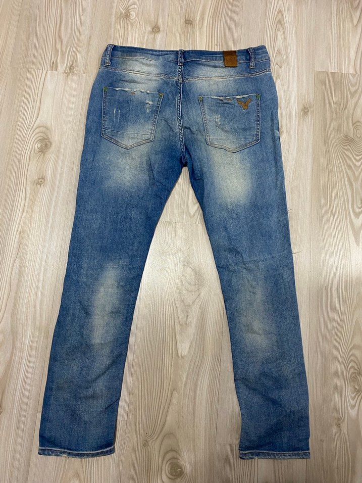 Kadın Mavi Yırtık Detaylı Bol Kesim Kot Pantolon - Görsel 2