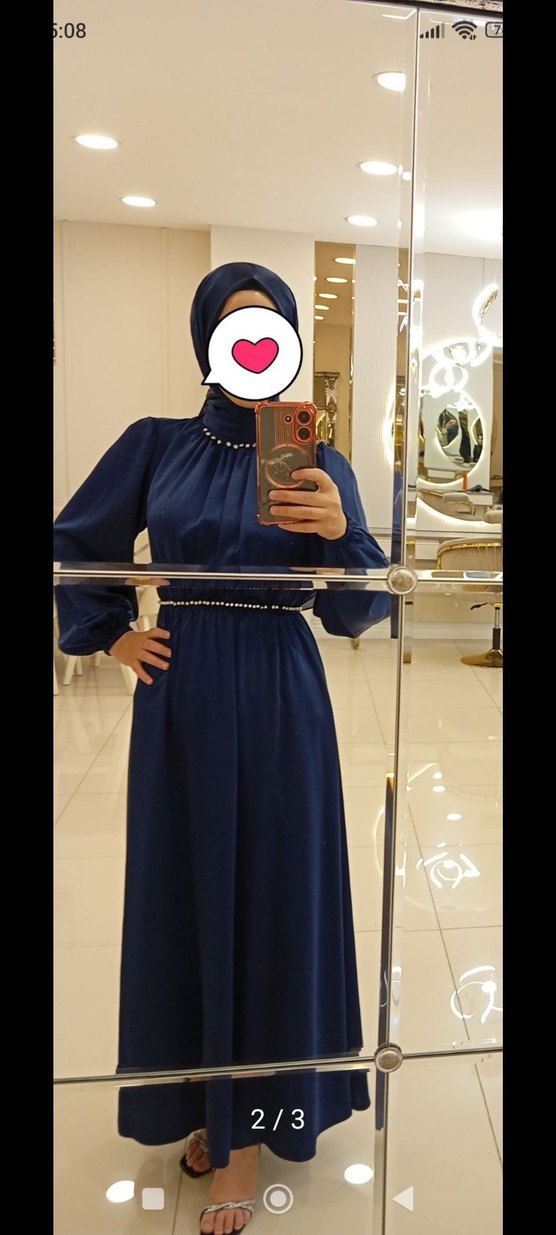 Mavi Drapeli Uzun Abiye Elbise - Görsel 2