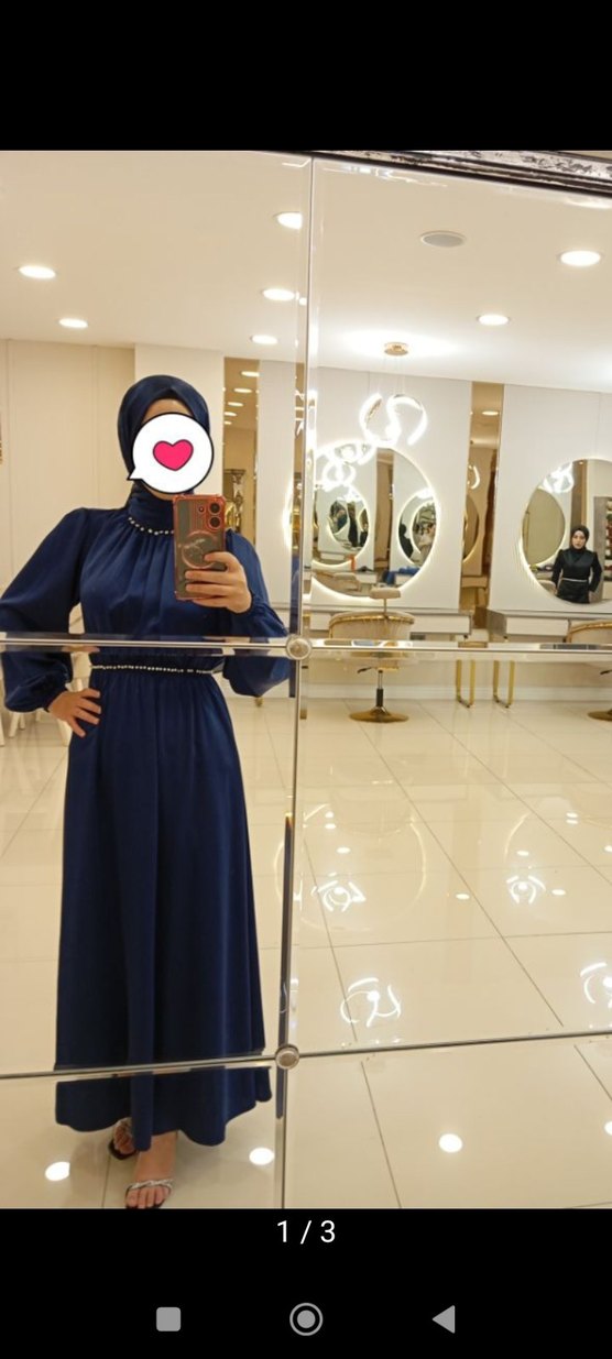 Mavi Drapeli Uzun Abiye Elbise - Görsel 3