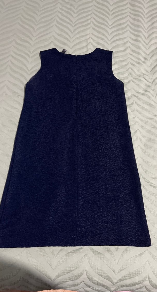 V Yaka Kolsuz Lacivert Kadın elbise - Görsel 3