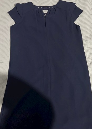 Kısa Kollu Lacivert Midi Elbise - Görsel 3