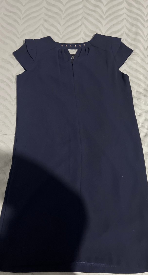 Kısa Kollu Lacivert Midi Elbise - Görsel 3