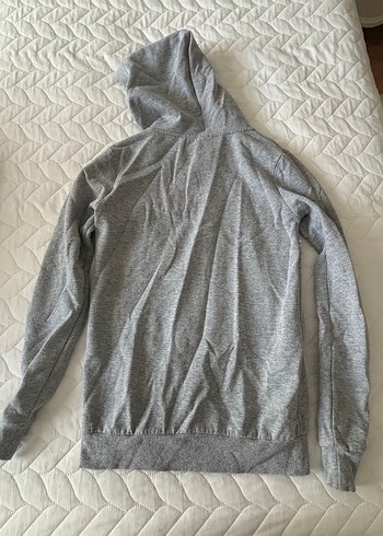 Gri Kapüşonlu Fermuarlı Kadın Sweatshirt - Görsel 3