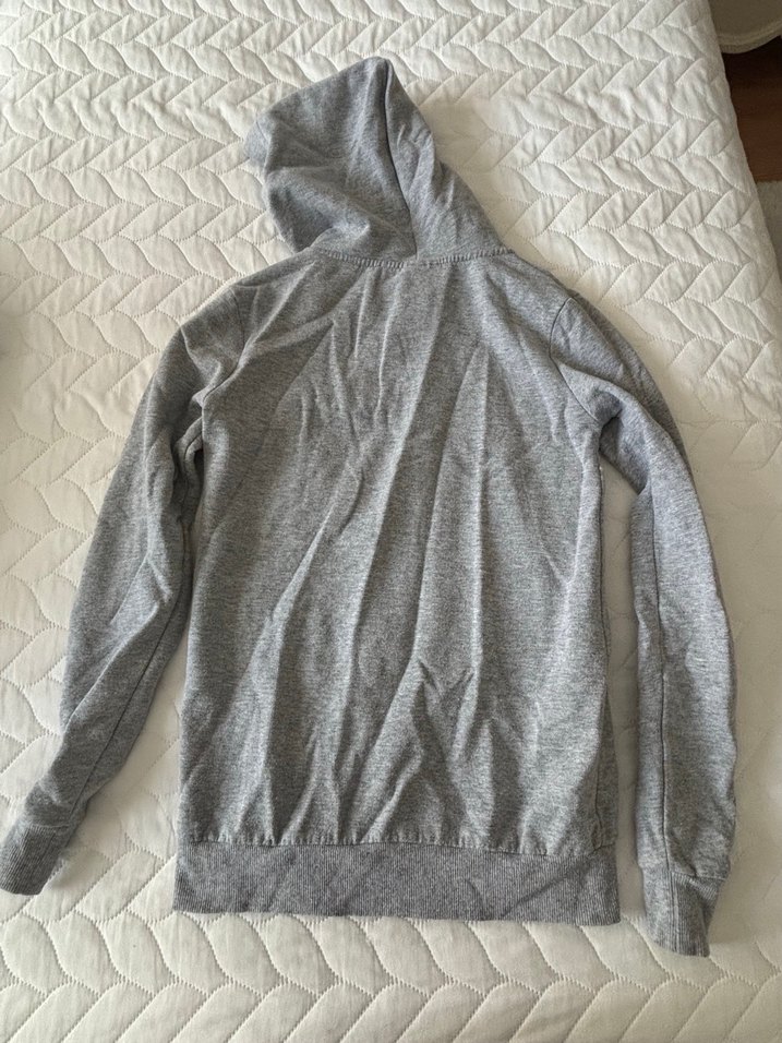 Gri Kapüşonlu Fermuarlı Kadın Sweatshirt - Görsel 3