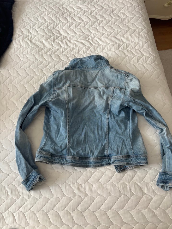 Düğmeli Mavi Kadın Denim Ceket - Görsel 3