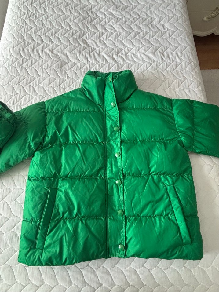 Düğmeli Yeşil Kadın Kışlık Mont - Görsel 2