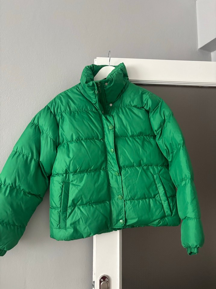 Düğmeli Yeşil Kadın Kışlık Mont - Görsel 4