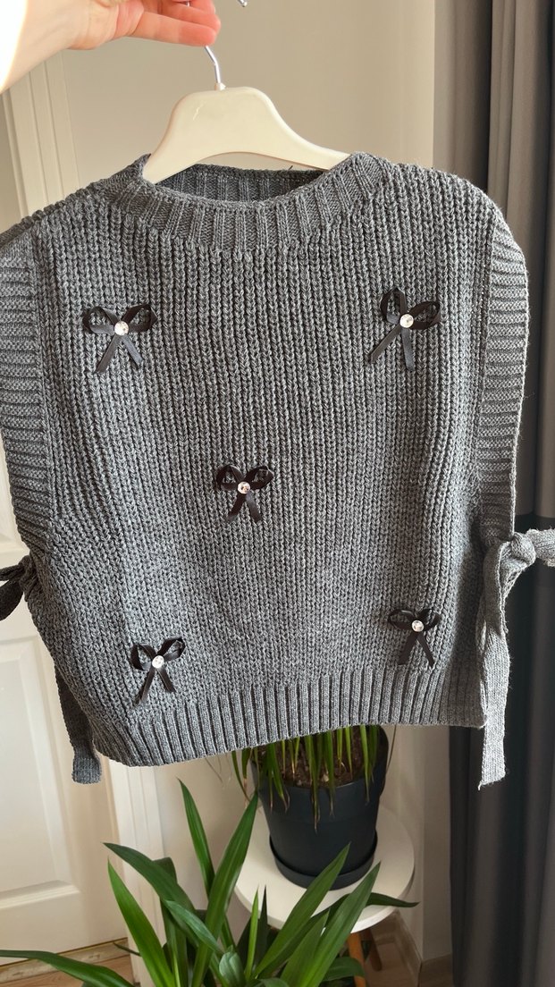 Nakışlı Beyaz Kadın Triko Süveter - Görsel 4