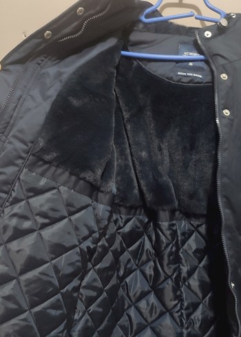 Kadın Lacivert Midi Fermuarlı Ceket - Görsel 3