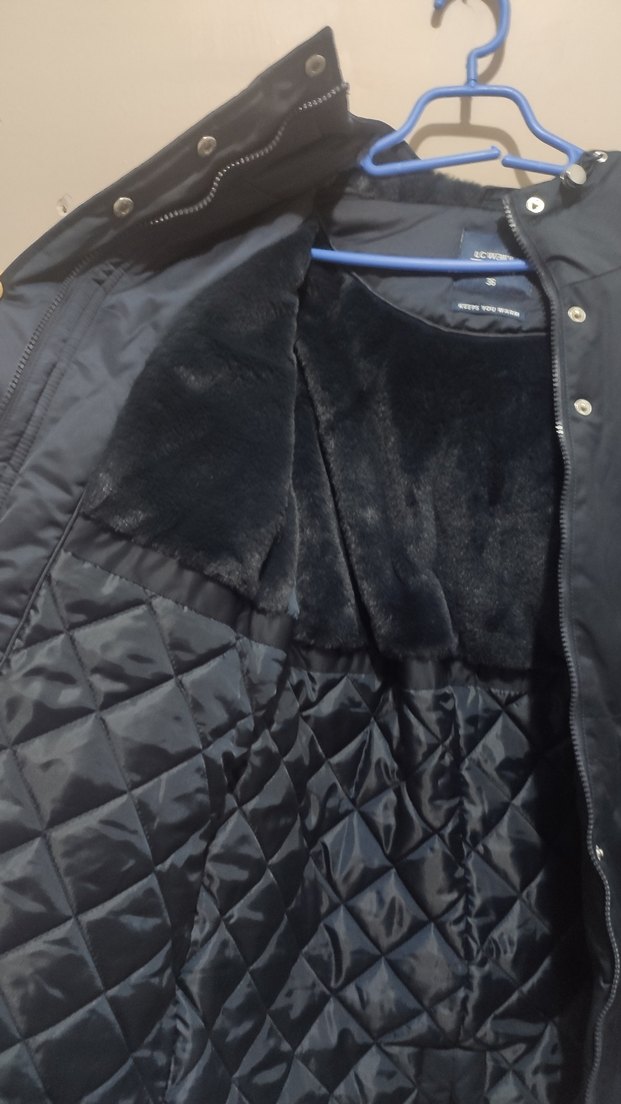 Kadın Lacivert Midi Fermuarlı Ceket - Görsel 3