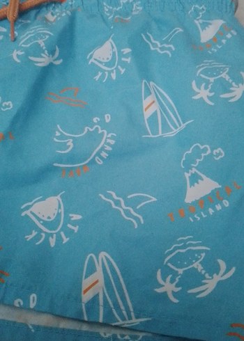 Mavi Baskılı Erkek Çocuk Mayo Şortu - Görsel 2