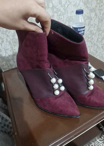 Bordo Süet Stiletto Bot - Görsel 5