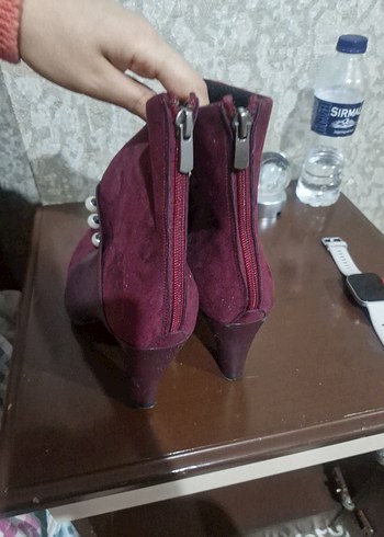 Bordo Süet Stiletto Bot - Görsel 3