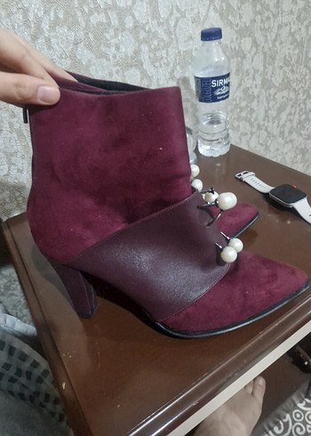 Bordo Süet Stiletto Bot - Görsel 9