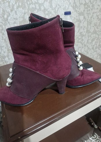 Bordo Süet Stiletto Bot - Görsel 6