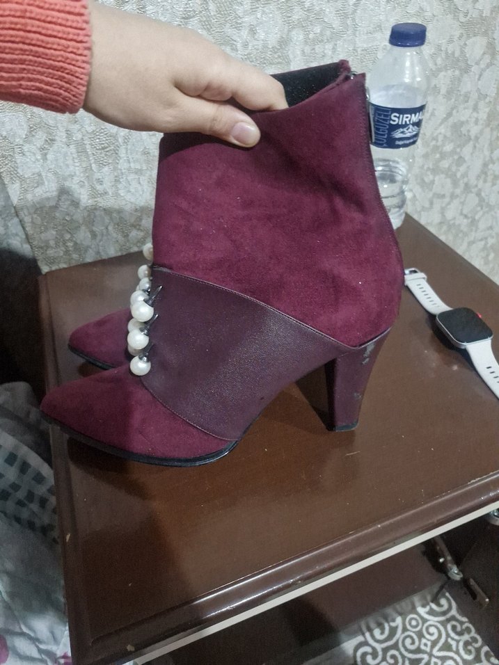 Bordo Süet Stiletto Bot - Görsel 2