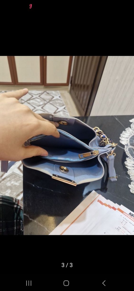 Zincir Detaylı Mavi Kadın Çanta - Görsel 3