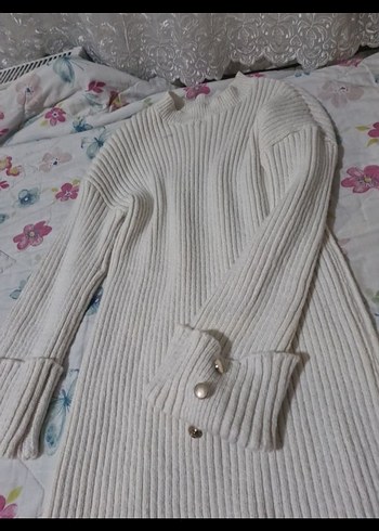 Beyaz Triko Boğazlı Kadın Kazak - Görsel 2