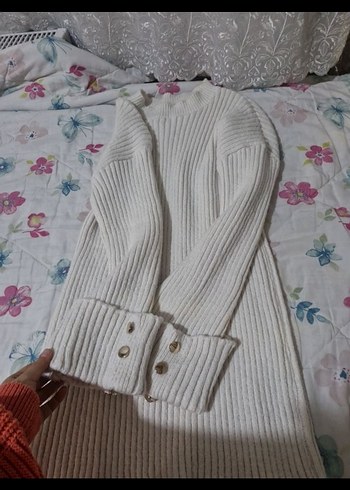 Beyaz Triko Boğazlı Kadın Kazak - Görsel 3