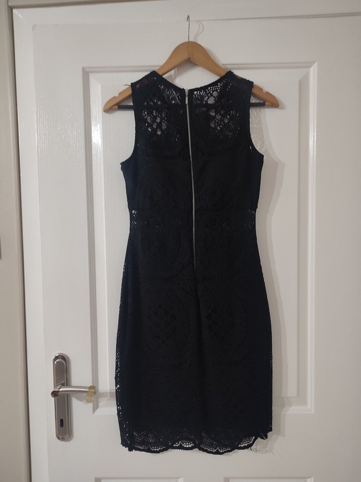 Dantelli Siyah Midi Kadın Abiye Elbise - Görsel 2