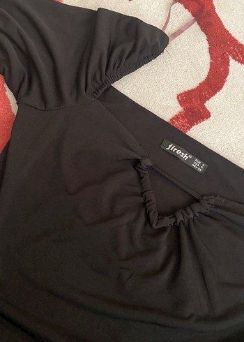 Siyah Drapeli Kadın Bluz, Uzun Kollu, Kayık Yaka - Görsel 3