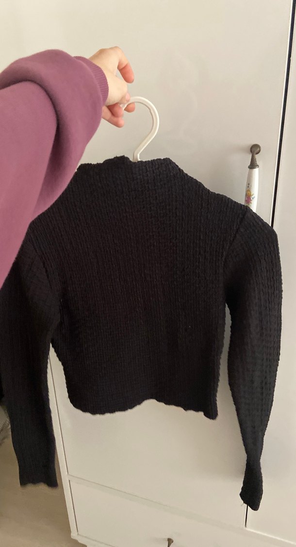 Siyah Örgü Boğazlı Kadın Kazak - Görsel 2