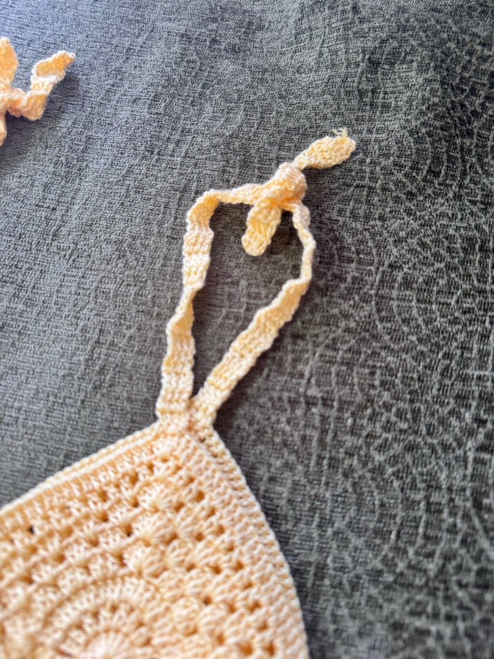 Sarı Örgü Nakışlı Bohem Mini Büstiyer - Görsel 3