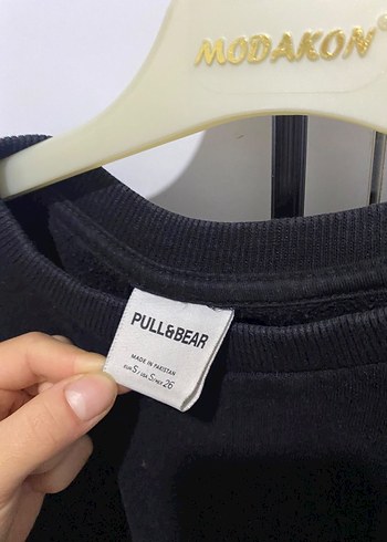 Pull and Bear Pull Bear Siyah Bisiklet Yaka Sweatshirt