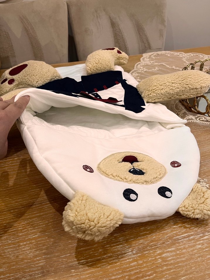 Kahverengi Ayıcık Desenli Çocuk Uyku Tulumu,Taşıma Yuvası - Görsel 3