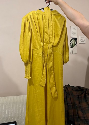 Sarı Uzun Kollu Bohem Kadın Elbise - Görsel 6