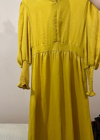 Sarı Uzun Kollu Bohem Kadın Elbise - Görsel 3