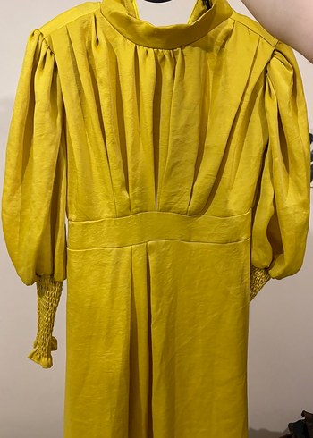 Sarı Uzun Kollu Bohem Kadın Elbise - Görsel 2