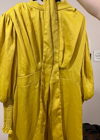 Sarı Uzun Kollu Bohem Kadın Elbise - Görsel 5