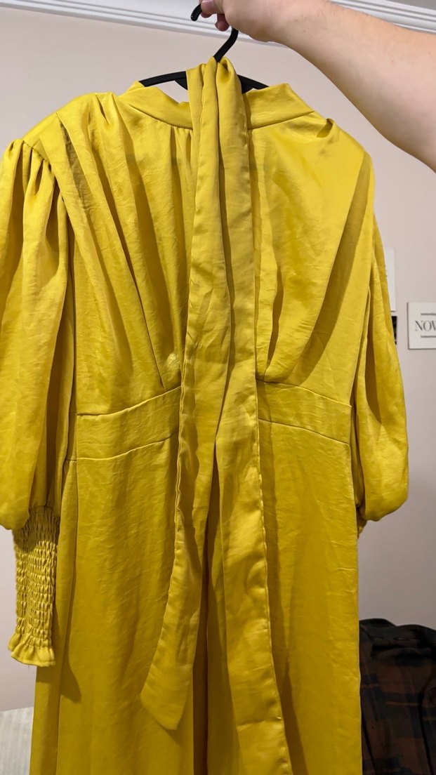 Sarı Uzun Kollu Bohem Kadın Elbise - Görsel 5