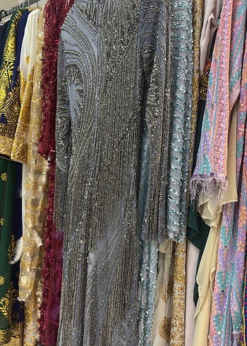 Uzun Kollu Gri Drapeli After Abiye Elbise - Görsel 2