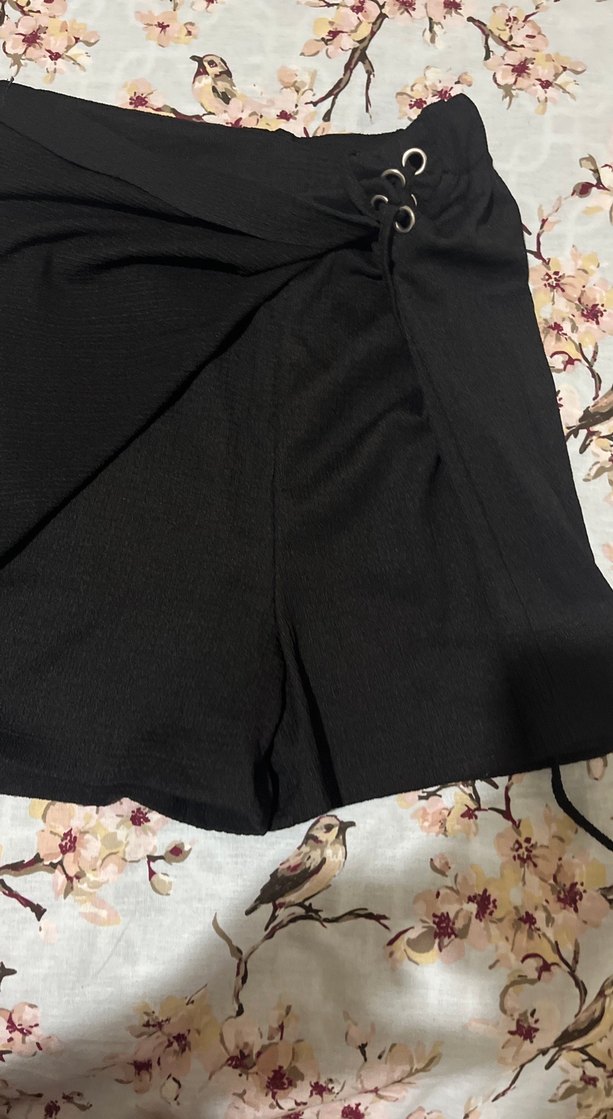 Düğmeli Siyah Mini Etek - Görsel 2