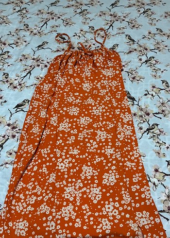 Kadın Kahverengi Çiçekli Uzun Bohem Elbise - Görsel 2