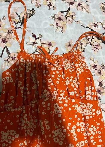 Kadın Kahverengi Çiçekli Uzun Bohem Elbise - Görsel 4