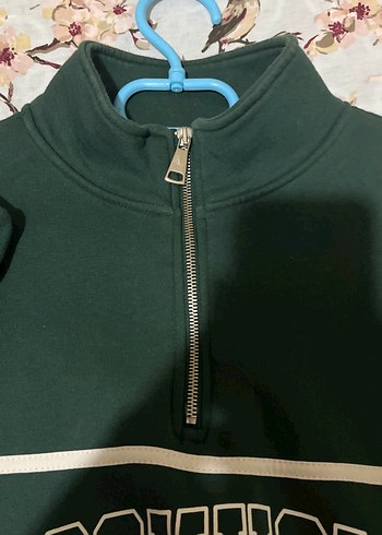 Yeşil Baskılı Yarım Fermuarlı Boğazlı Sweatshirt - Görsel 3