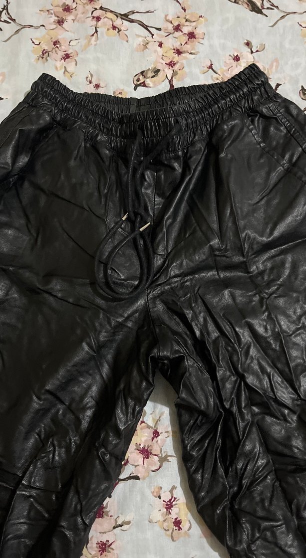 Siyah Deri Salaş Midi Pantolon - Görsel 2