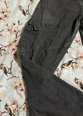 Gri Bol Kesim Kadın Denim Pantolon - Görsel 2